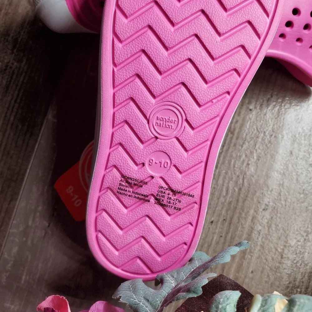 NWT Wonder Nation Toddler Kids EVA Water Sneakers Pink & White Girls Size 9/10